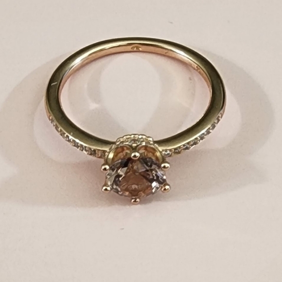 Pink Sparkling Crown Solitaire Ring size 56 - Picture 4 of 8